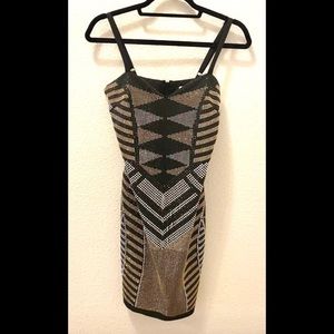 Black dress with gold and silver accents